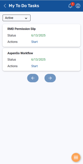 My To Do Tasks screen