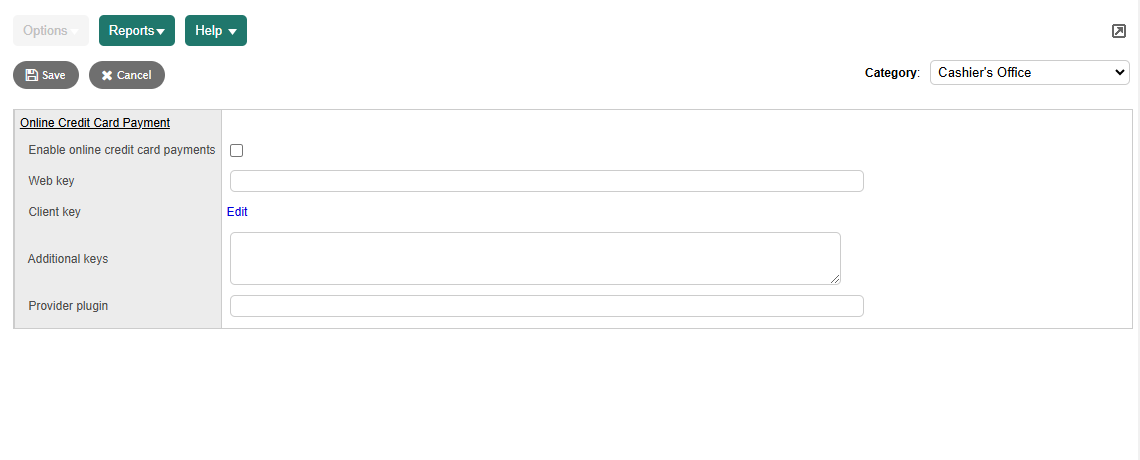 Cashier's Office online payment processing preferences